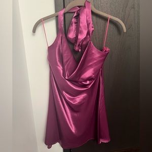 More to Come Courtney Halter Mini Dress in Magenta